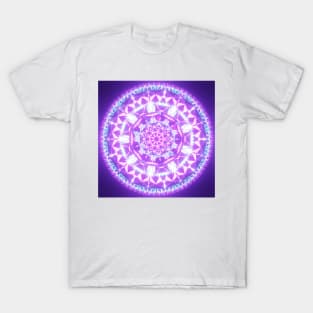 Bright Glowing Fractal Flower Design T-Shirt